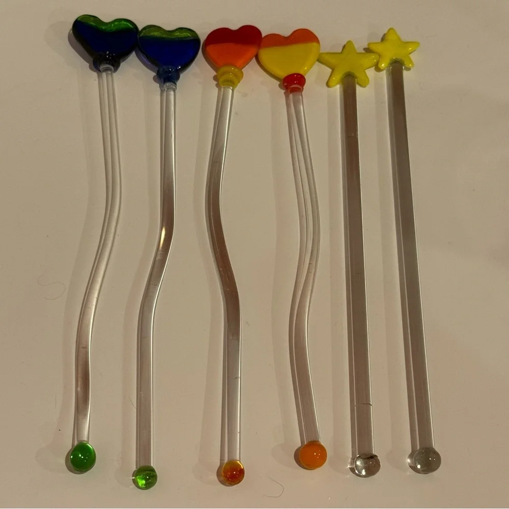 Colorful Heart and Star Drink Stirrers Swizzle Sticks